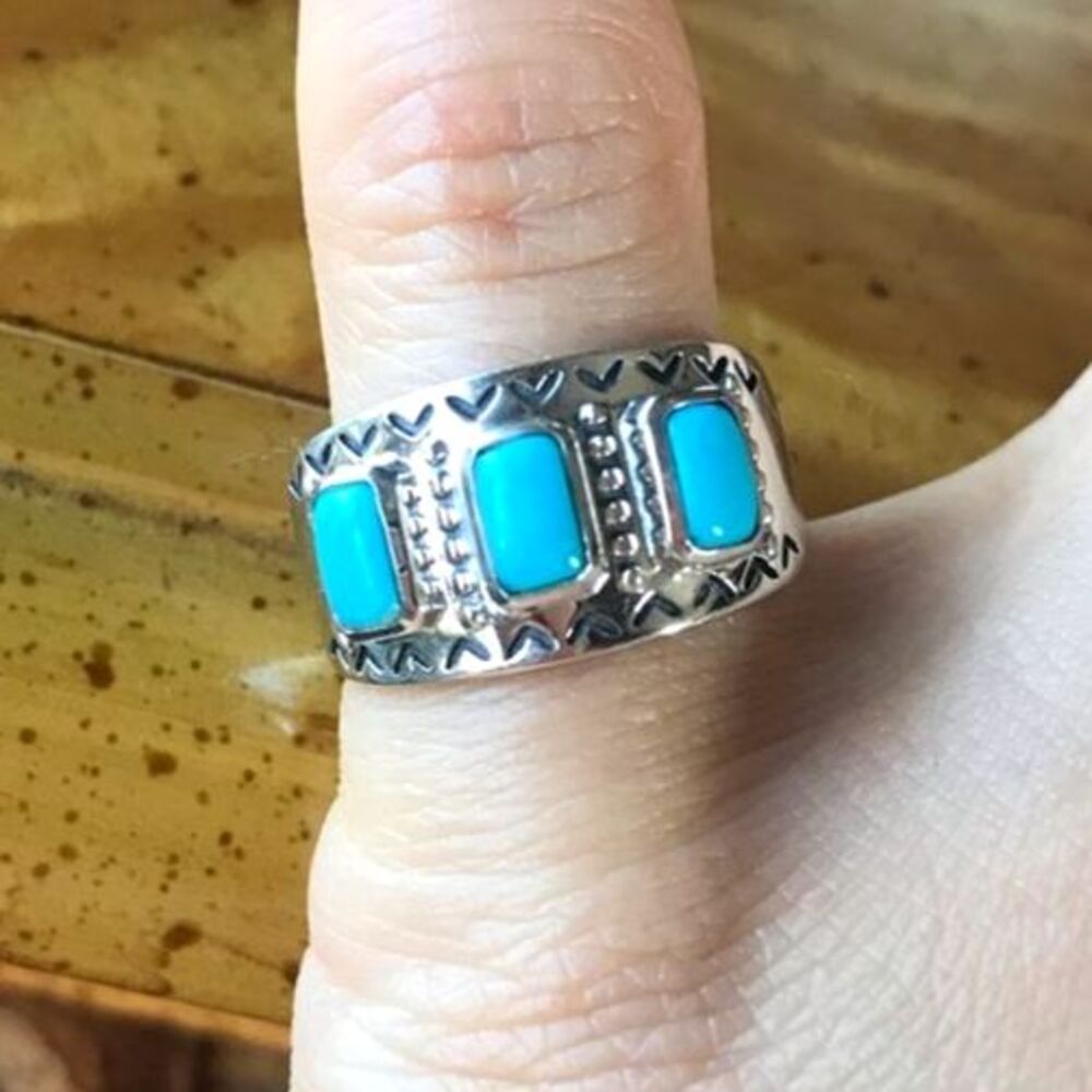 Natural Sleeping Beauty Turquoise Sterling Silver Southwestern Ring Size 5